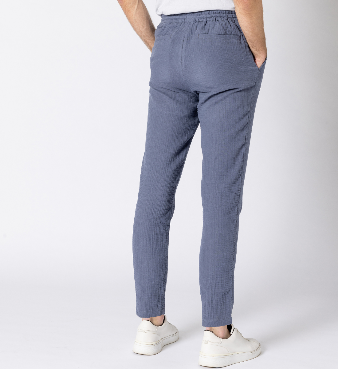 Pantalon en gaze de coton bleu