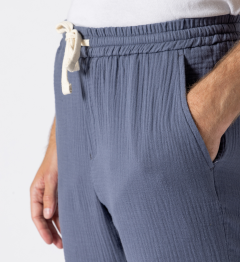 Pantalon en gaze de coton bleu