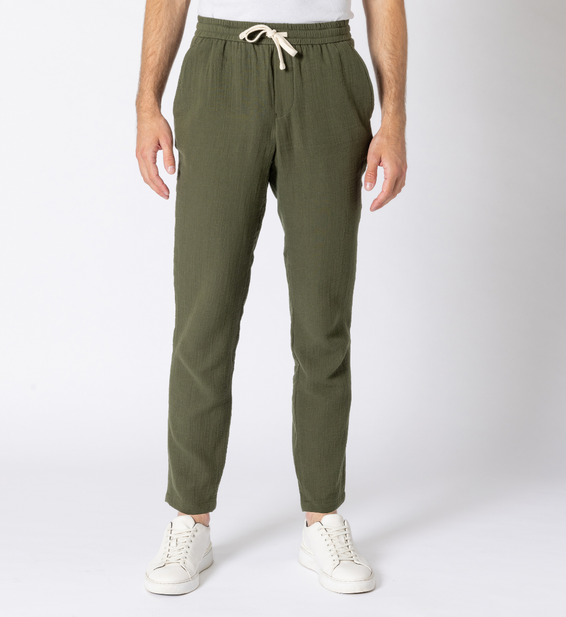 Pantalon en gaze de coton kaki