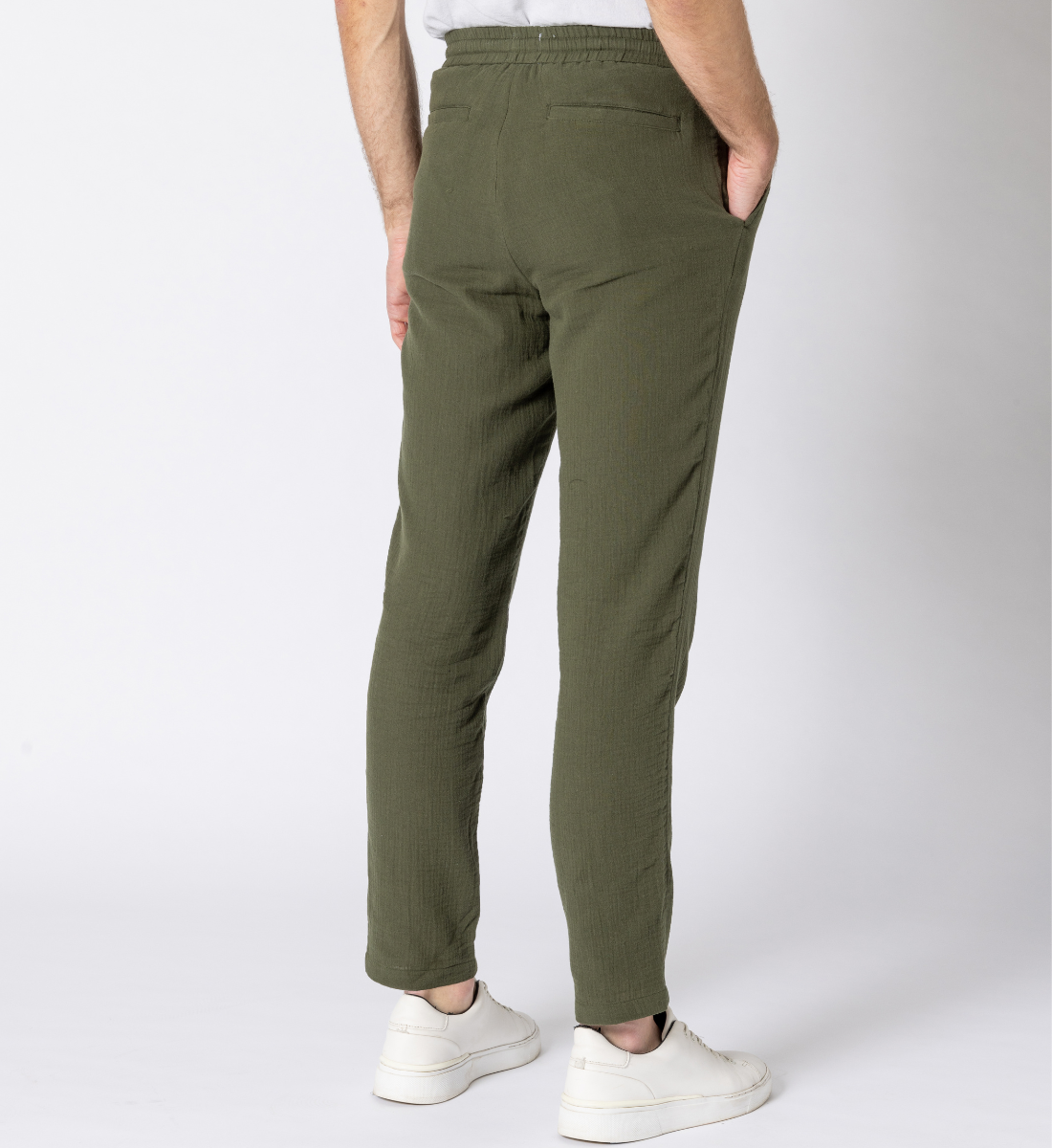 Pantalon en gaze de coton kaki