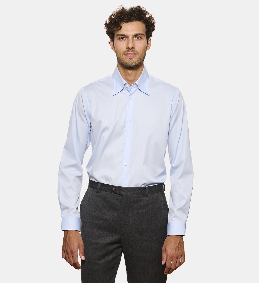 Chemise ciel col Damoiseaux coupe cintrée