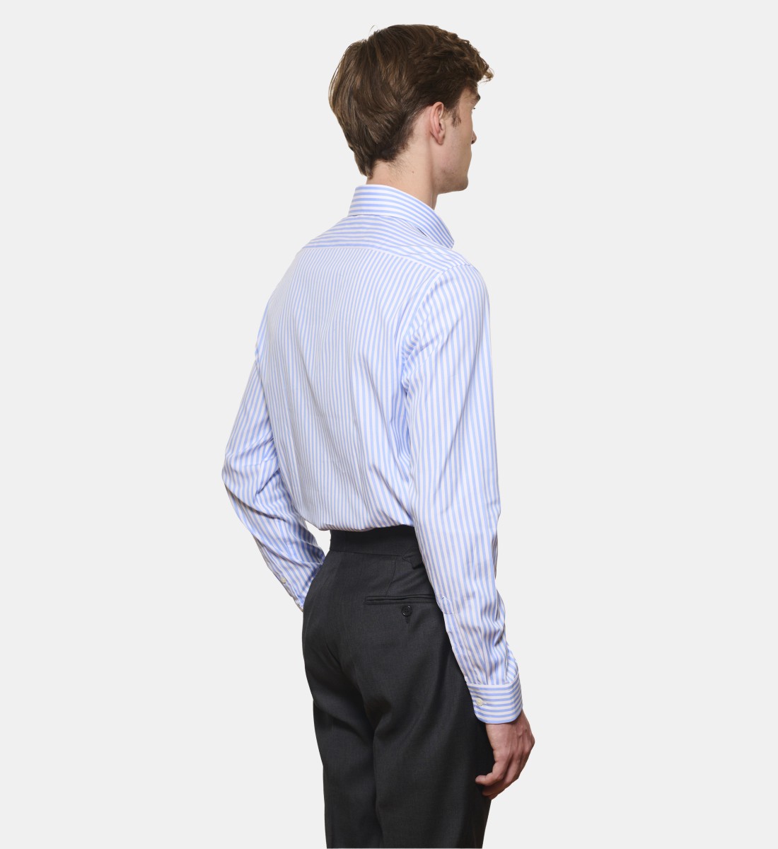 Chemise ciel à rayures bâtons coupe droite