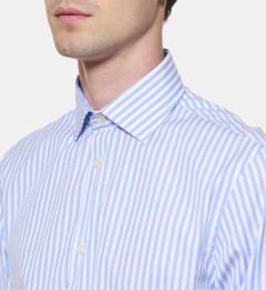 Chemise ciel à rayures bâtons coupe droite