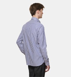 Chemise marine à rayures bâtons coupe droite