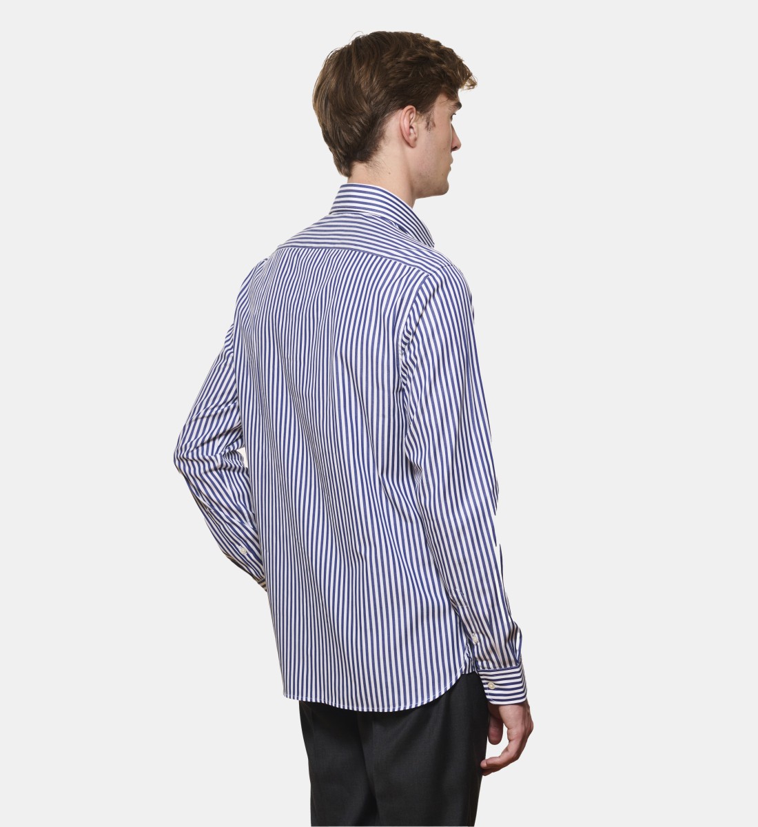 Chemise marine à rayures bâtons coupe droite