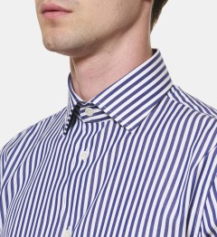 Chemise marine à rayures bâtons coupe droite