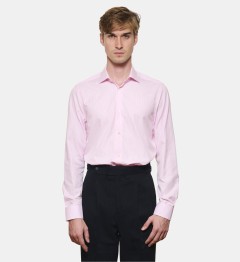 Chemise à rayures bâtons rose coupe cintrée