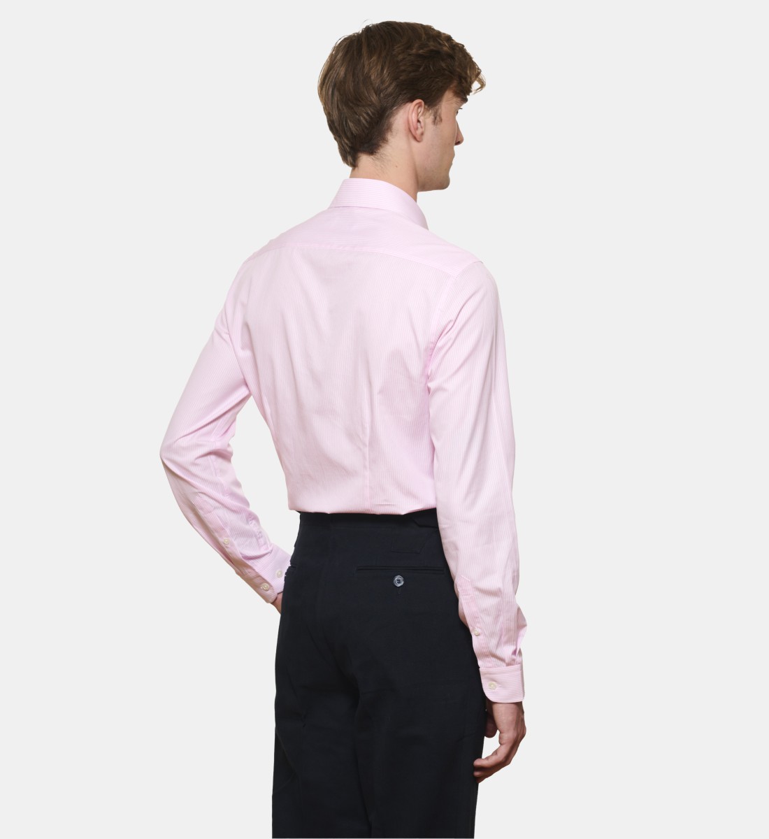 Chemise à rayures bâtons rose coupe cintrée