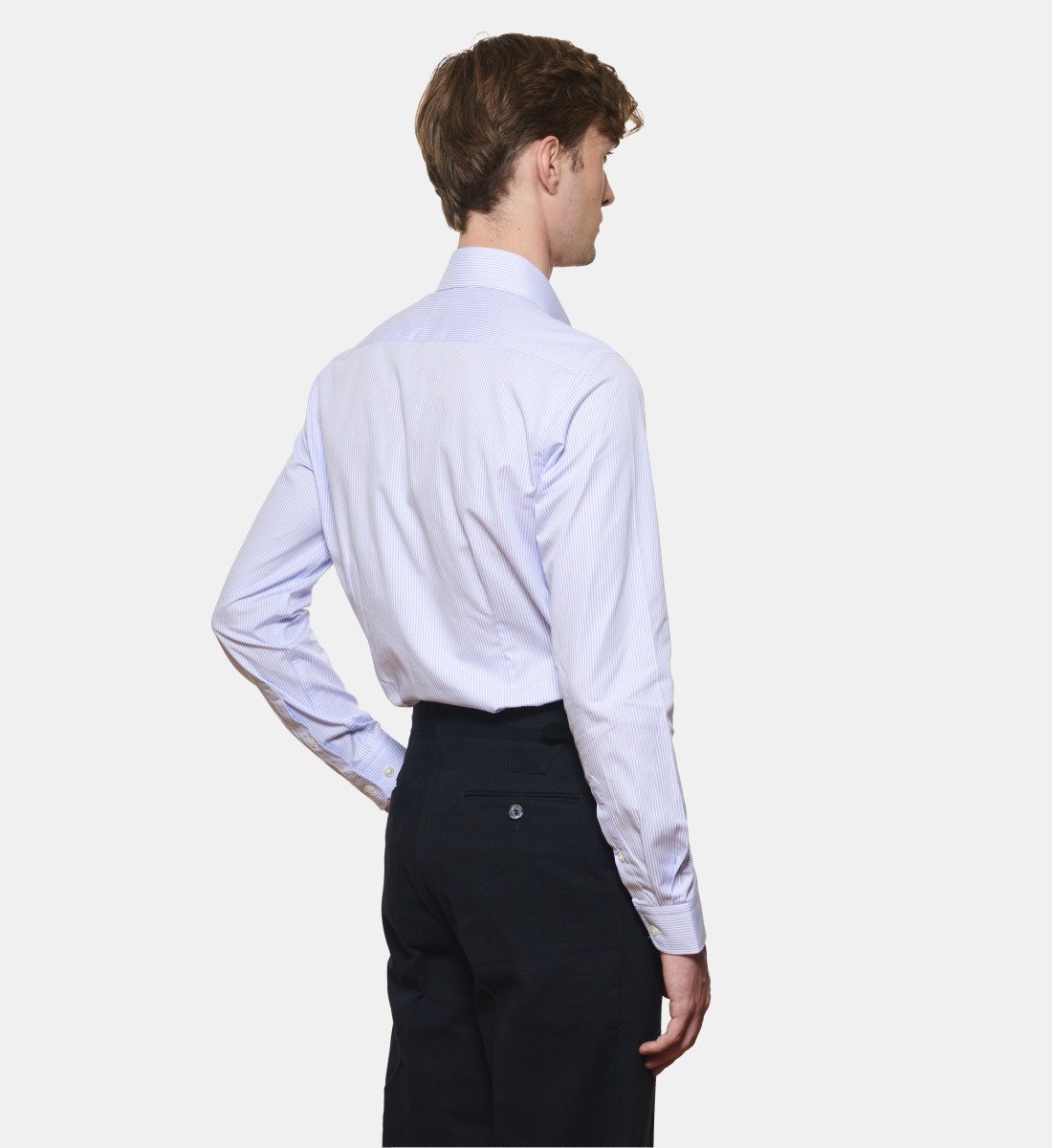 Chemise à rayures bâtons ciel coupe cintrée