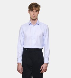 Chemise ciel en large twill coupe droite