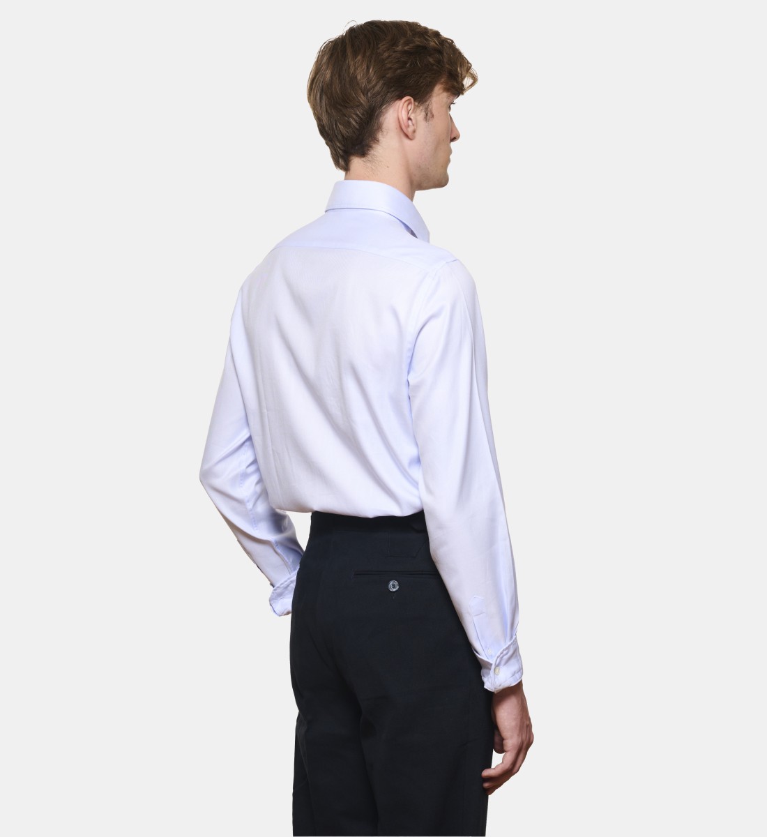 Chemise ciel en large twill coupe droite