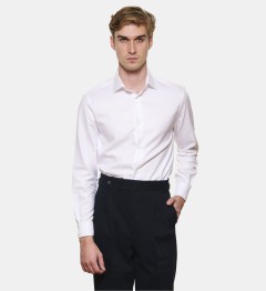 Chemise blanche en large twill coupe droite
