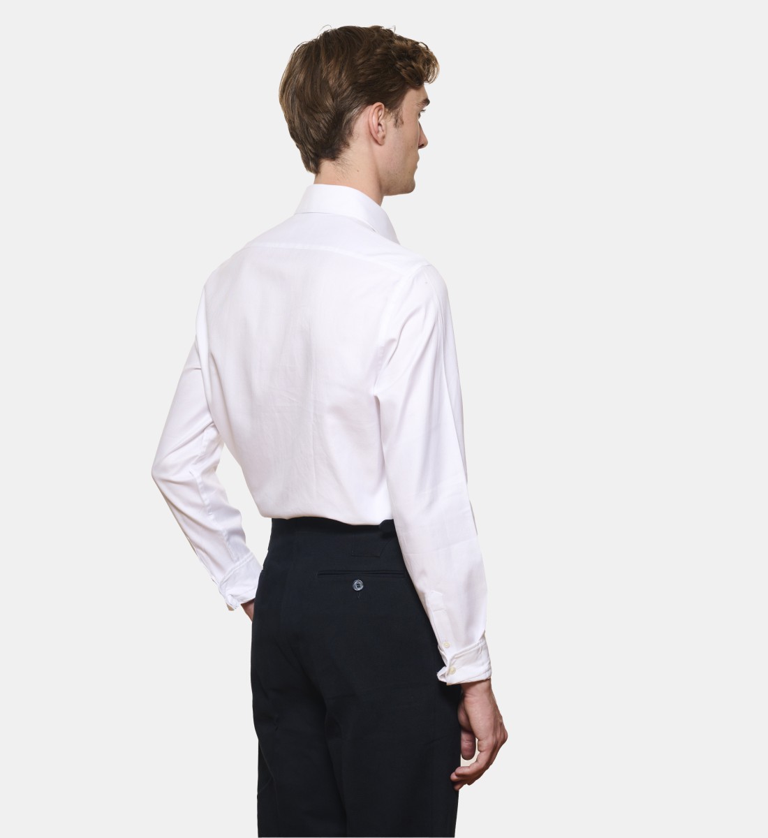 Chemise blanche en large twill coupe droite