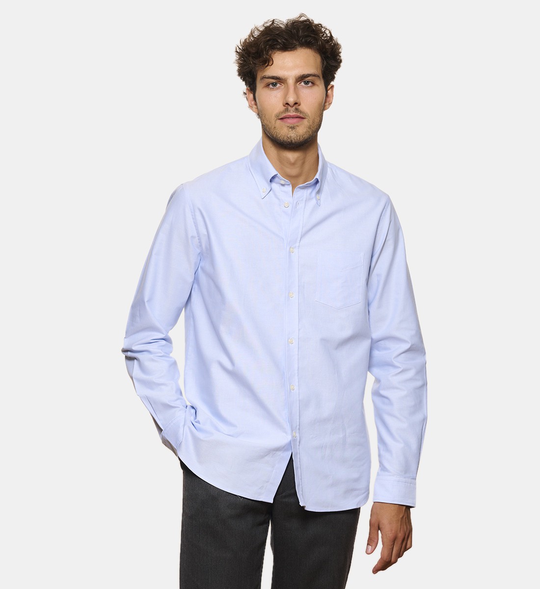 Chemise oxford ciel coupe droite
