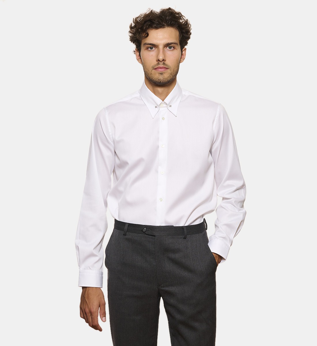 Chemise Blanche Pin Collar Coupe cintrée