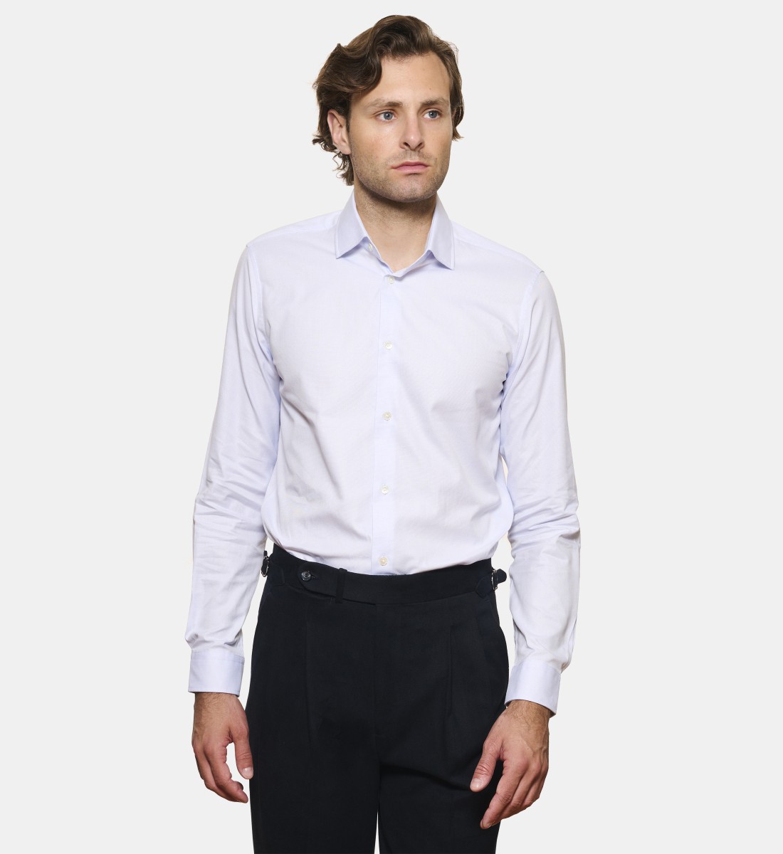 Chemise ciel en panama coupe cintrée