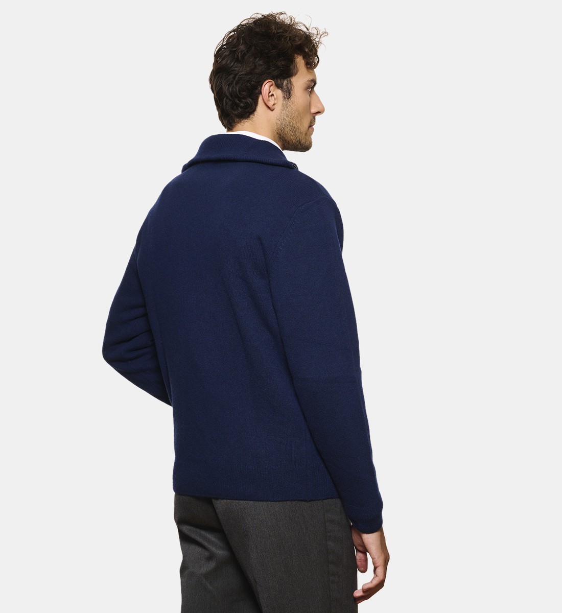 Pull camionneur marine en cachemire et laine