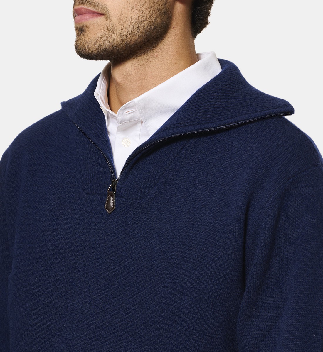 Pull camionneur marine en cachemire et laine