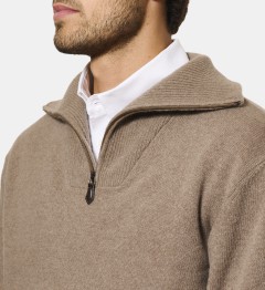 Pull camionneur camel en cachemire et laine
