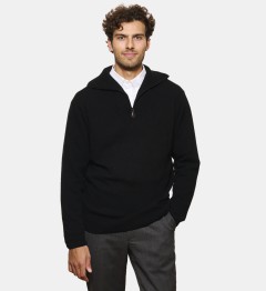 Pull camionneur noir en cachemire et laine