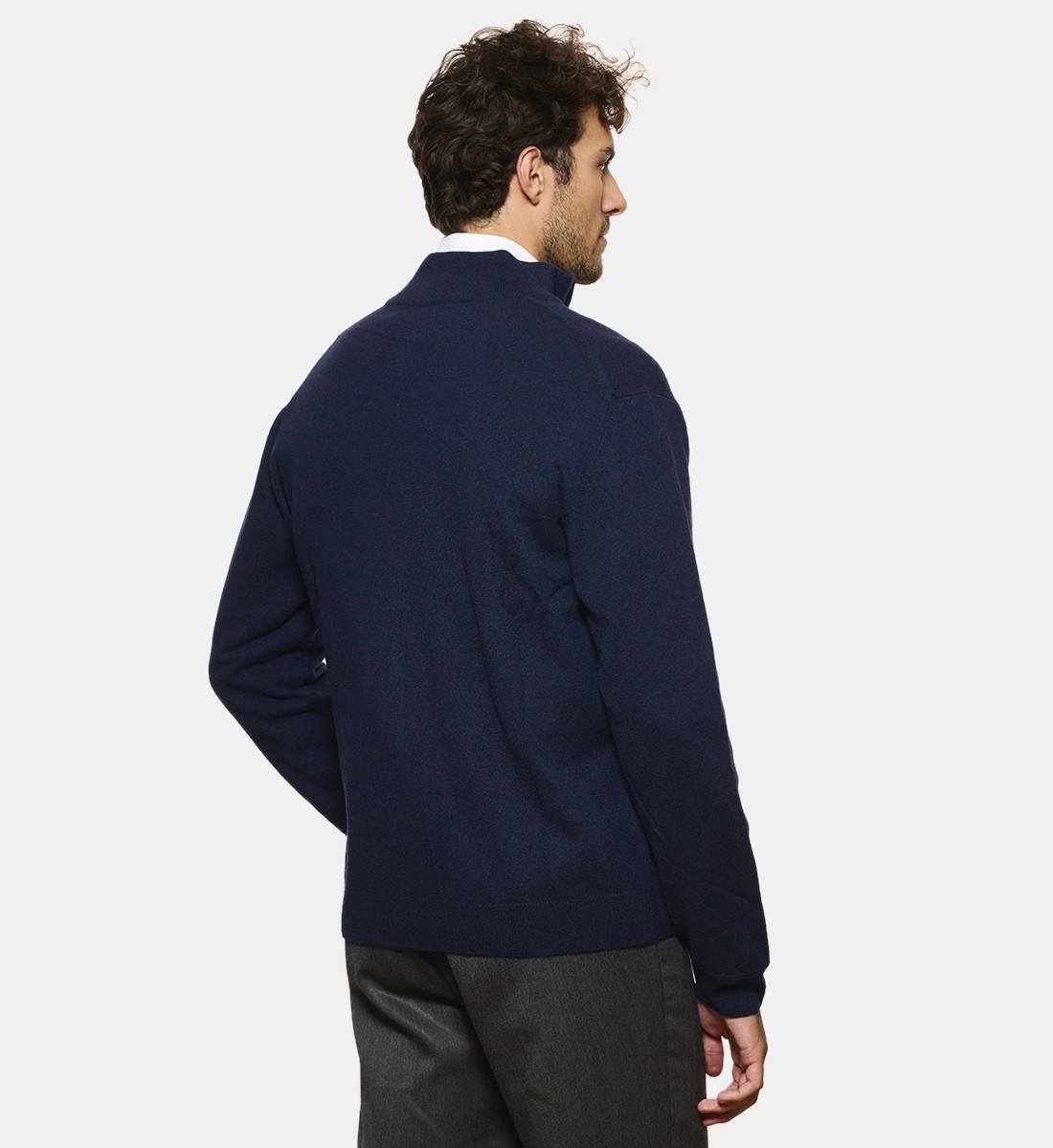 Pull marine zippé en cachemire