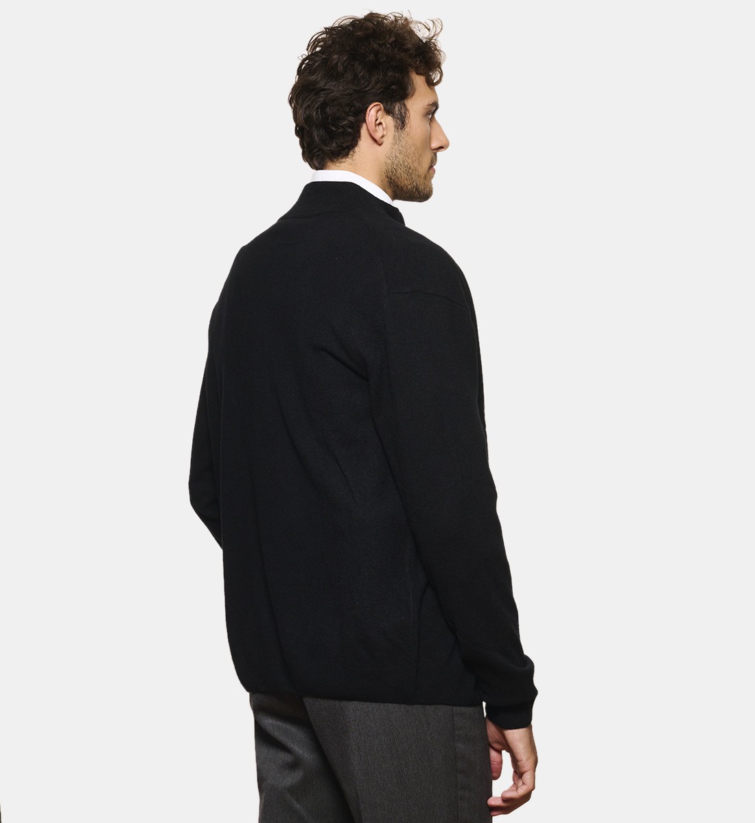 Pull noir zippé en cachemire
