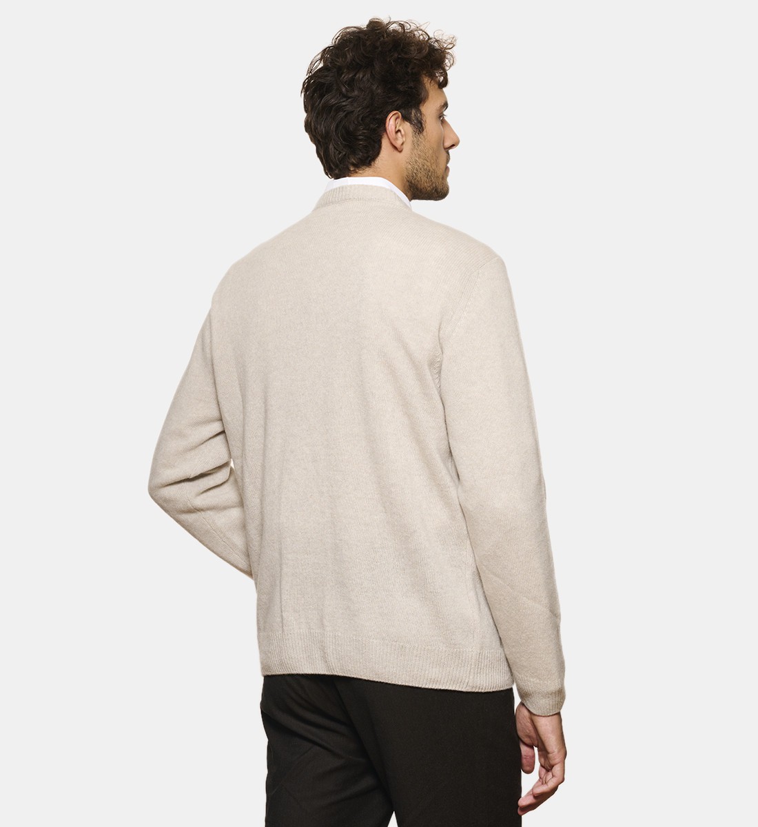 Pull Col Rond Beige en cachemire et laine