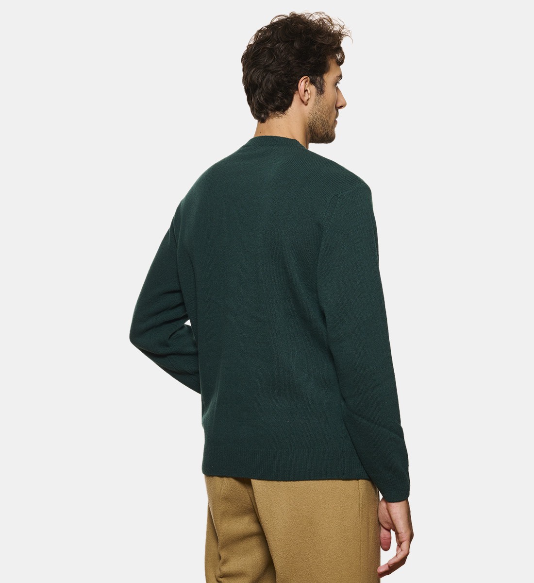 Pull Col Rond Vert en cachemire et laine