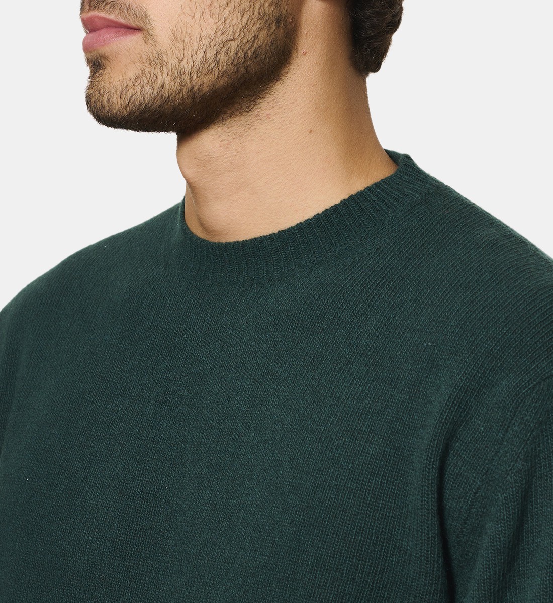 Pull Col Rond Vert en cachemire et laine