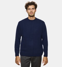 Pull Col Rond Marine en cachemire et laine
