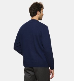 Pull Col Rond Marine en cachemire et laine