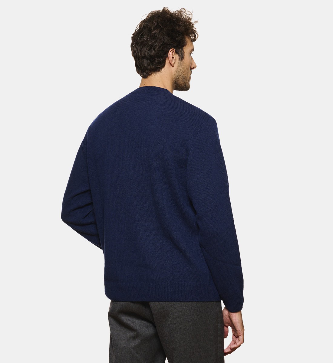 Pull Col Rond Marine en cachemire et laine