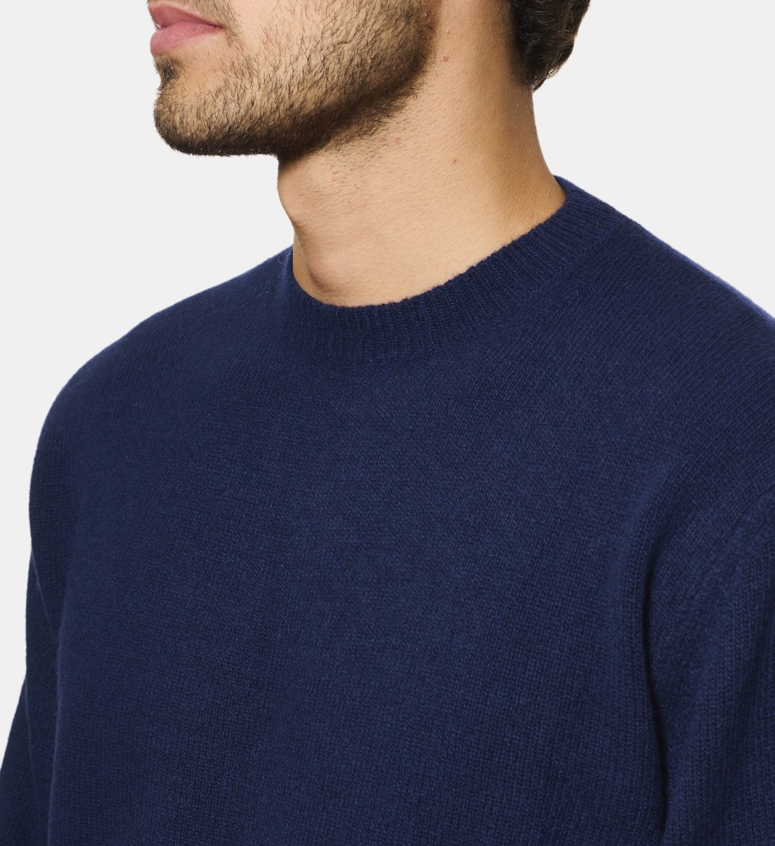 Pull Col Rond Marine en cachemire et laine