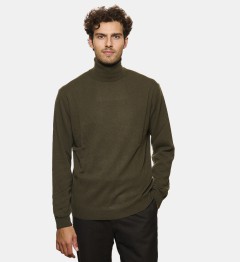 Pull Col roulé kaki en cachemire