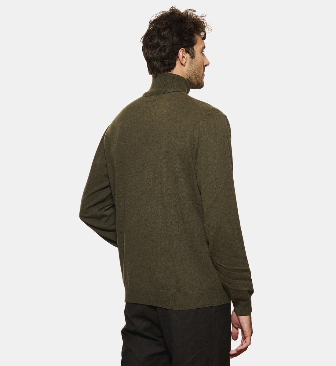 Pull Col roulé kaki en cachemire