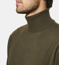 Pull Col roulé kaki en cachemire