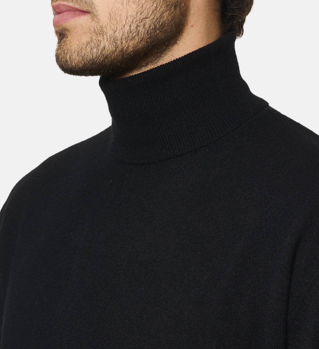 Pull Col roulé noir en cachemire