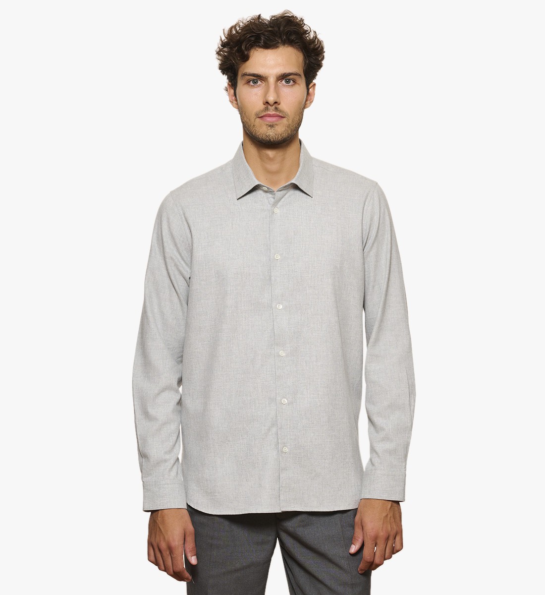 Chemise en flanelle grise coupe cintrée