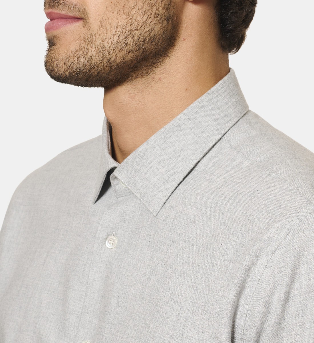 Chemise en flanelle grise coupe cintrée