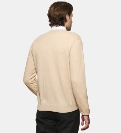 Pull col V beige en cachemire
