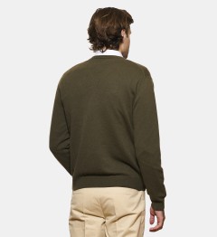 Pull col V kaki en cachemire