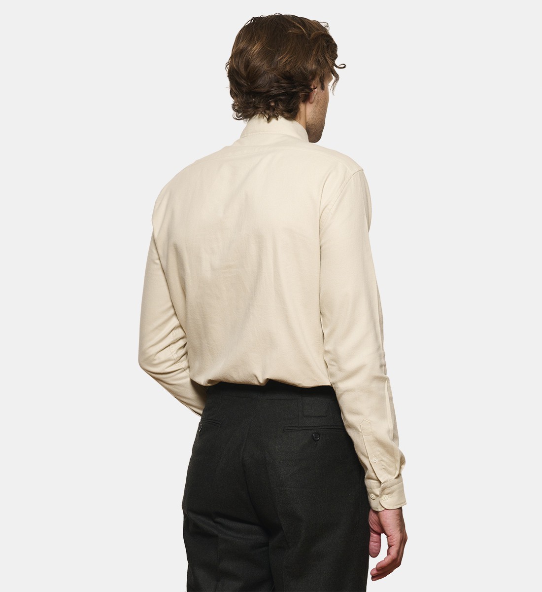 Chemise en flanelle ecru à col boutonné coupe droite