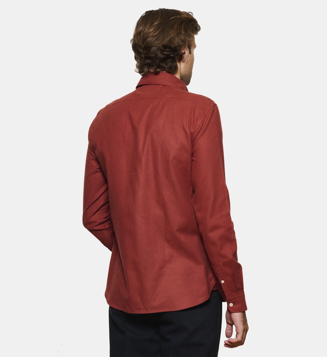 Chemise en flanelle bordeaux à col boutonné coupe droite