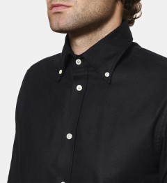 Chemise en flanelle noire à col boutonné coupe droite