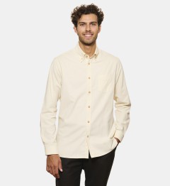 Chemise en velours ecru à col boutonné coupe droite