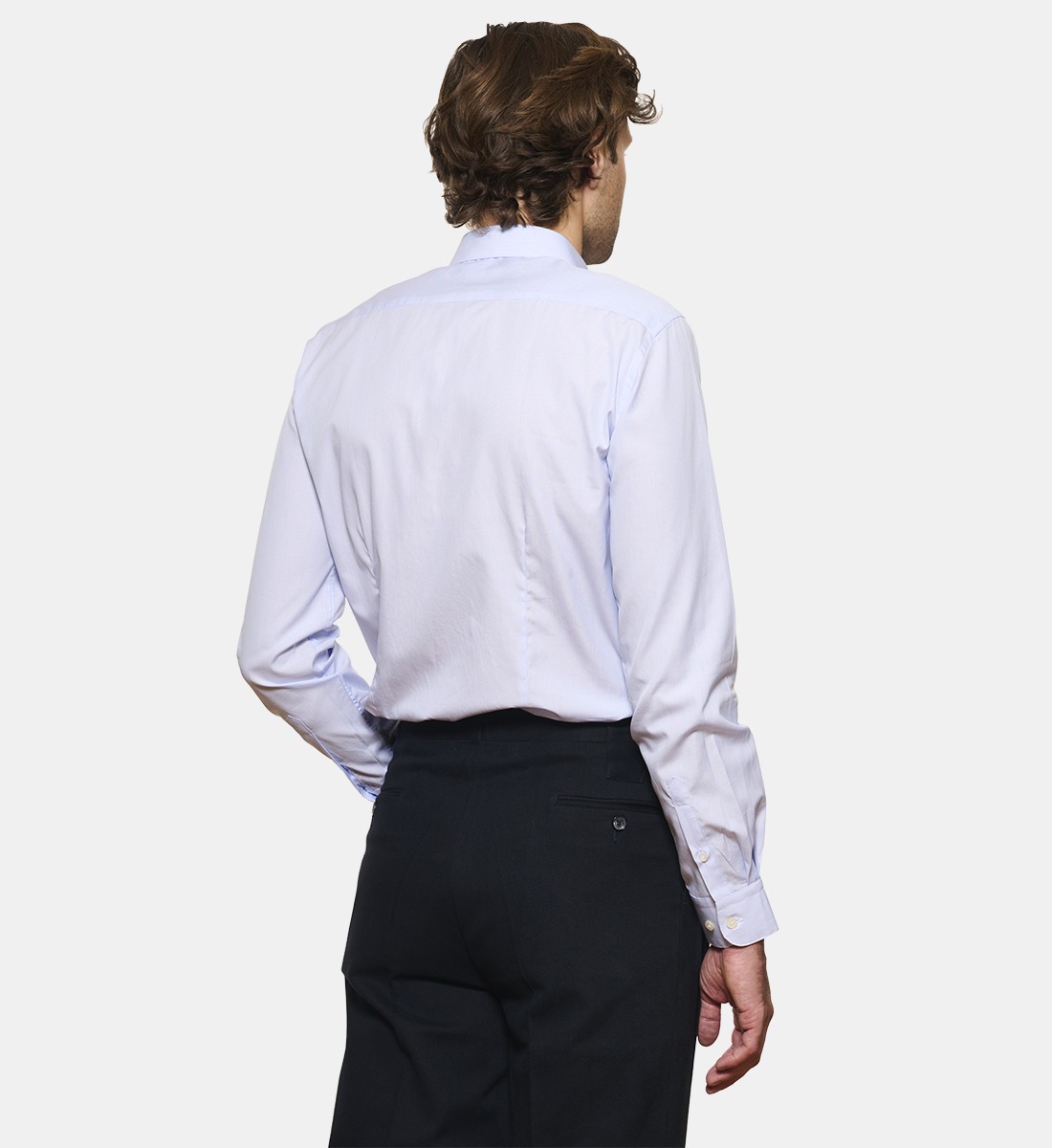 Chemise en popeline à rayures ciel coupe cintrée