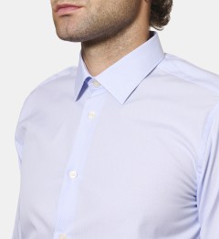 Chemise en popeline à rayures ciel coupe cintrée