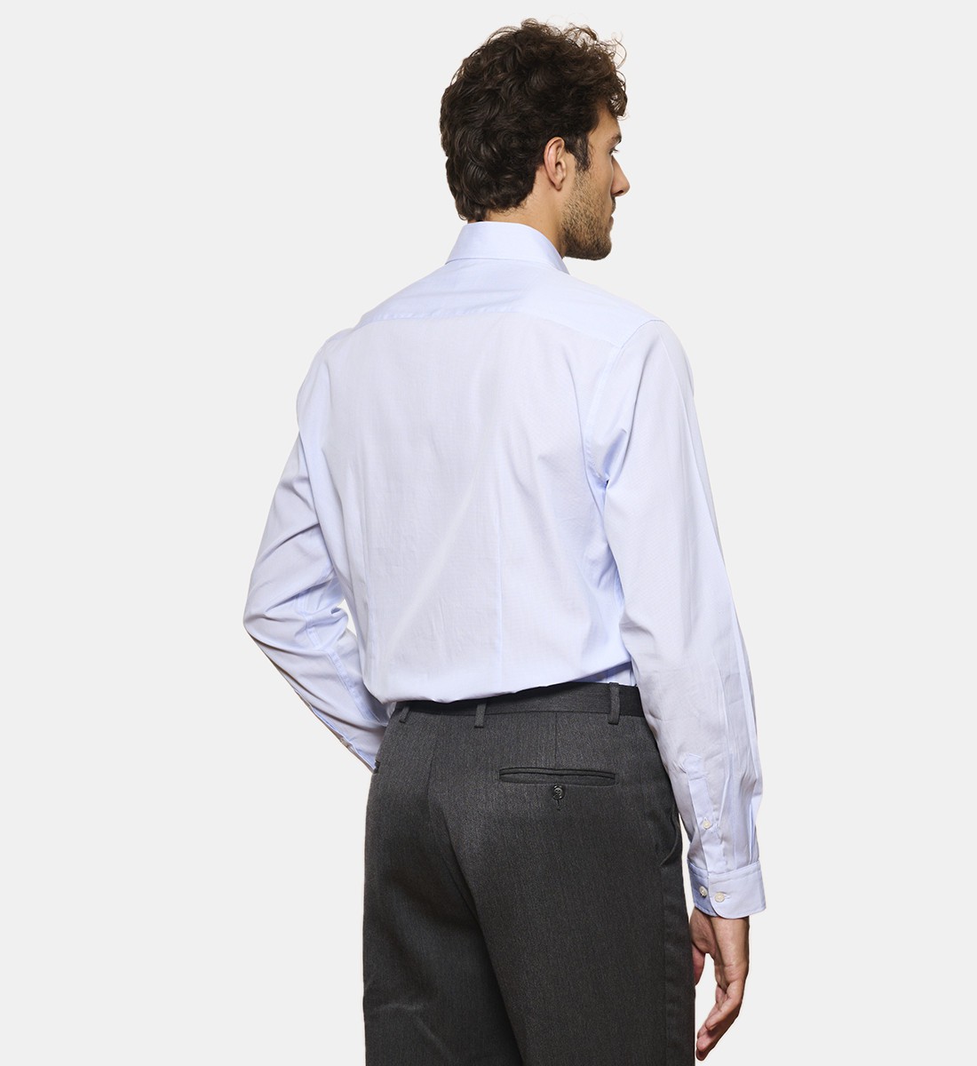 Chemise en popeline à carreaux ciel coupe cintrée