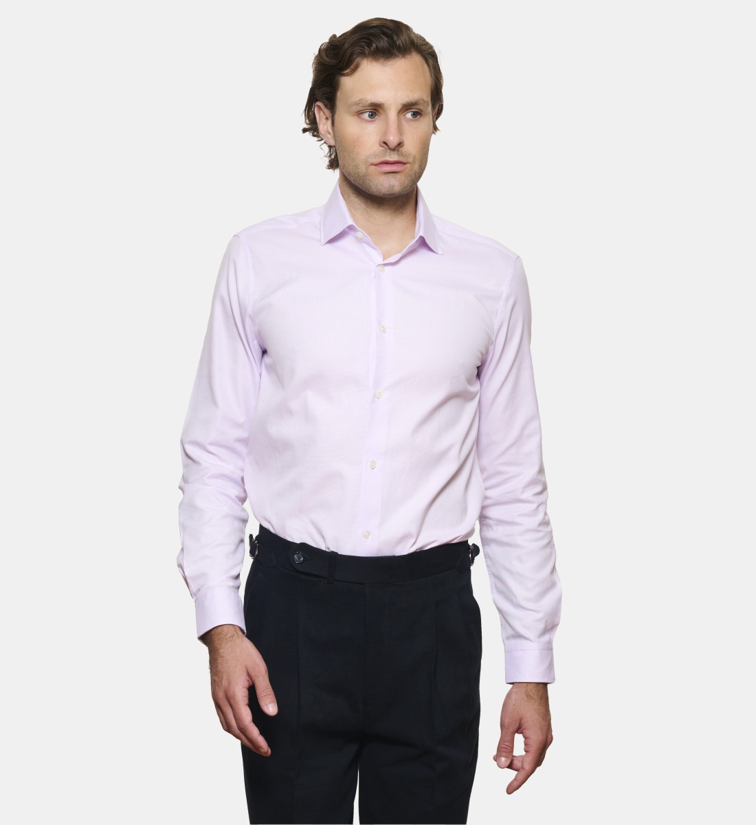 Chemise parme en panama coupe droite