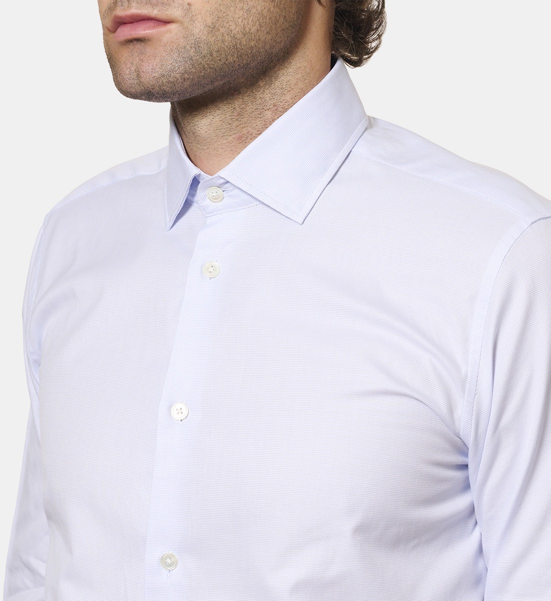 Chemise ciel en panama coupe droite